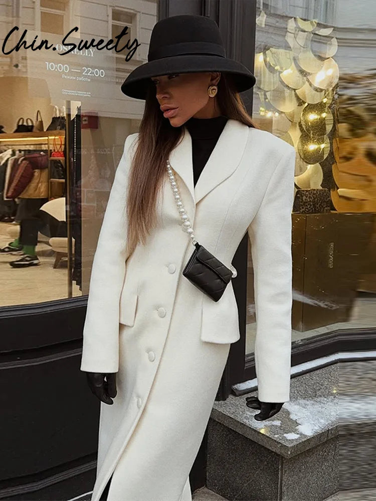 Lune London | Women's coat - Elegant wool coat with a classic lapel collar and warm padding for autumn and winter