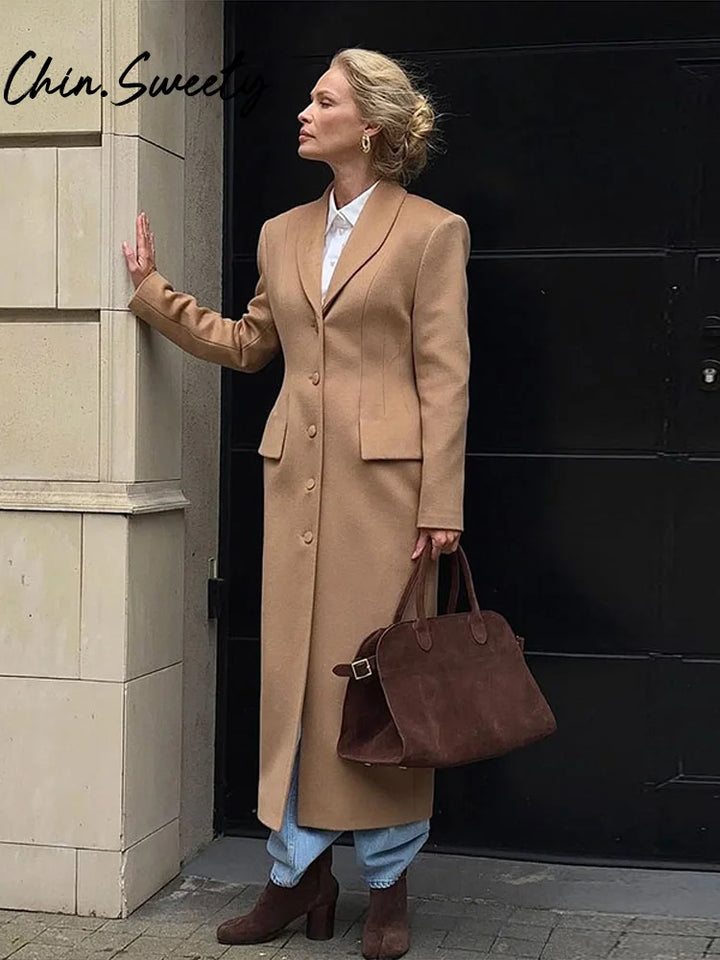 Lune London | Women's coat - Elegant wool coat with a classic lapel collar and warm padding for autumn and winter