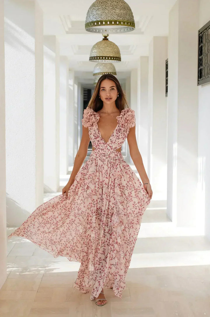 Lune London | Cutout Ruffle Maxi Dress