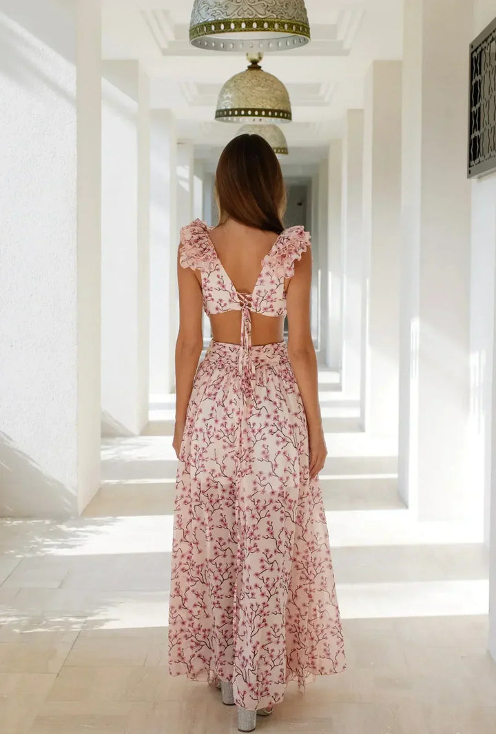 Lune London | Cutout Ruffle Maxi Dress