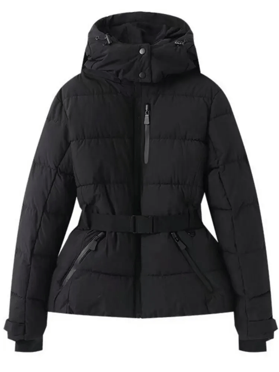 Lune London | Down jacket for women - With hood, belt - Winter