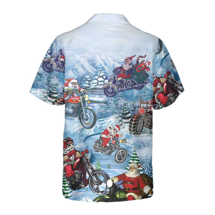 Lune London | Conduire avec Santa sur le t-shirt hawaïen de Noël, t-shirt de Noël à moto, meilleur cadeau pour Noël