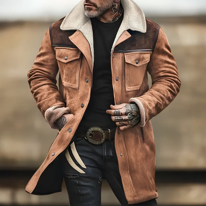 Lune London | Mid-Length Tailored Jacket - Sheepskin Collar Button Front Jacket