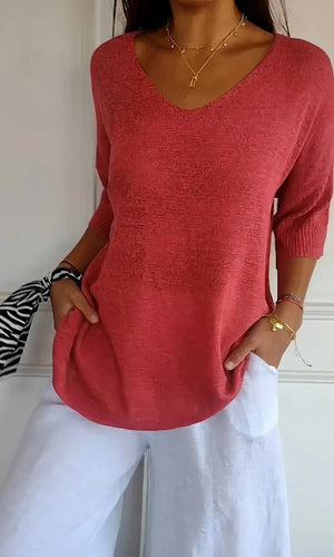 Lune London | Casual Knitted V-Neck Top