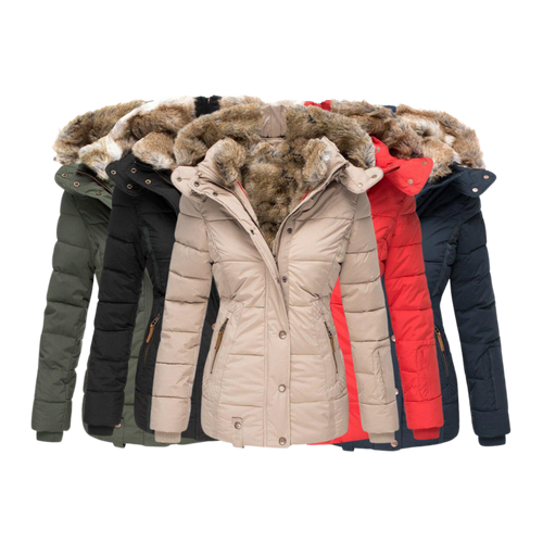 Lune London | quilted winter coat for women with fur collar