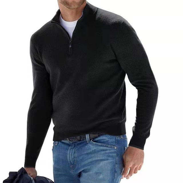 Lune London | Pull à col en V - Sweat-shirt pour hommes avec fermeture éclair
