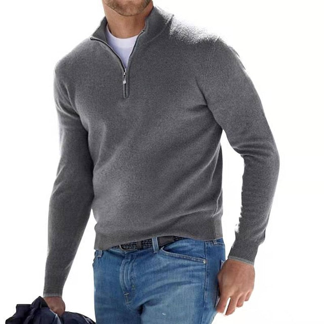 Lune London | Pull à col en V - Sweat-shirt pour hommes avec fermeture éclair