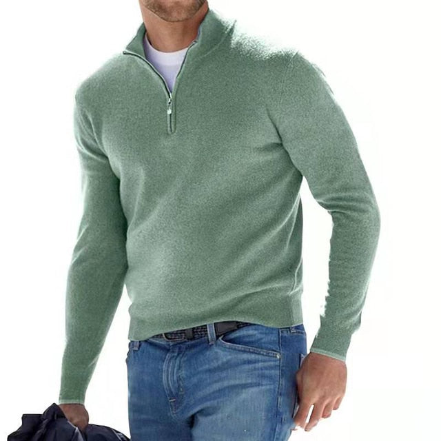 Lune London | Pull à col en V - Sweat-shirt pour hommes avec fermeture éclair