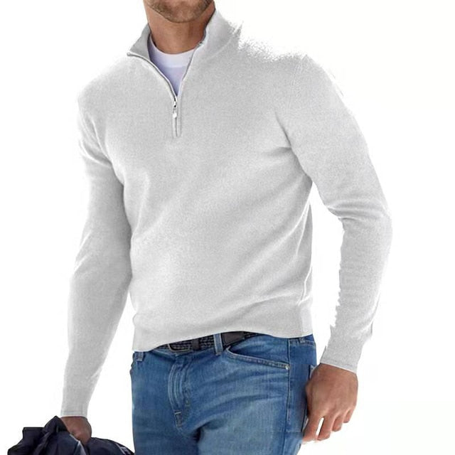 Lune London | Pull à col en V - Sweat-shirt pour hommes avec fermeture éclair