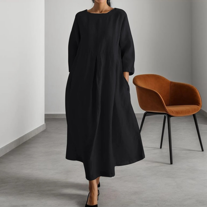 Lune London | Simple linen dress with round neckline