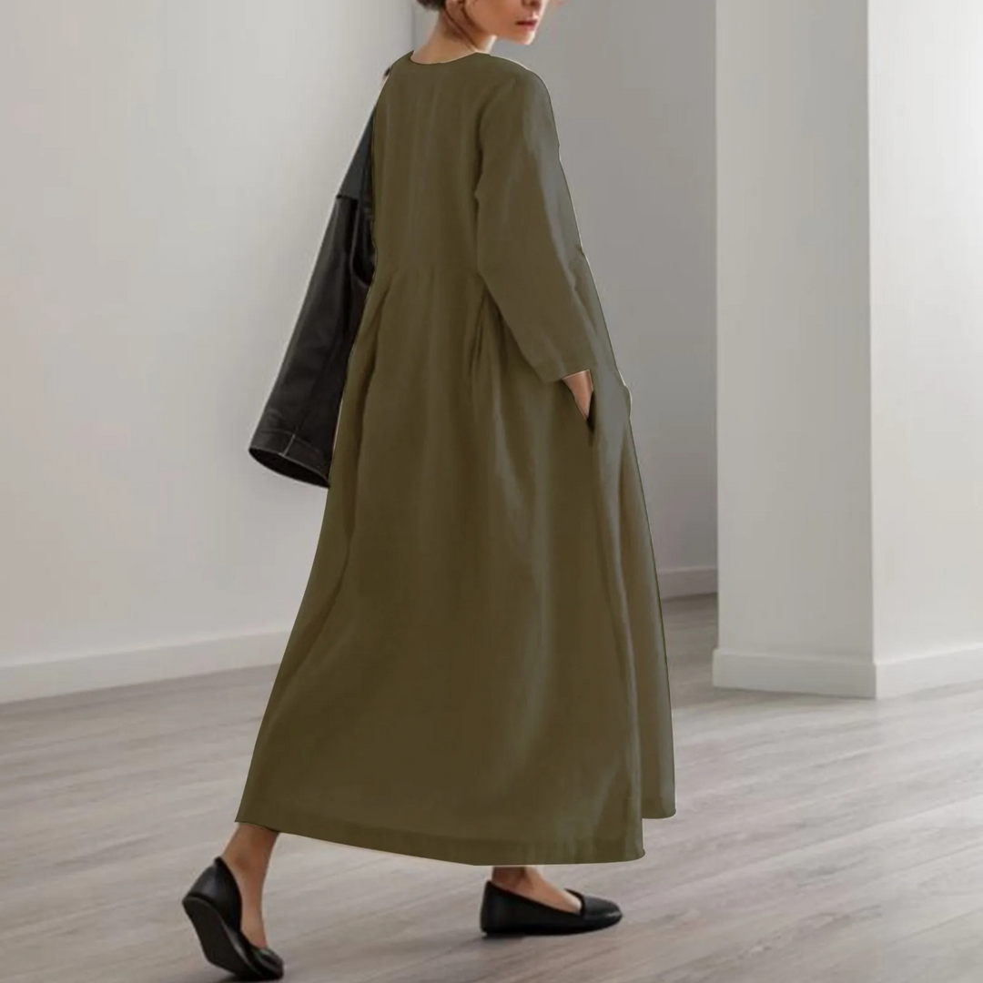 Lune London | Simple linen dress with round neckline