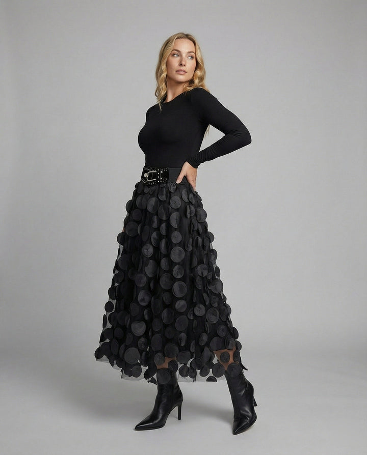 Women's Skirt Made of Tulle & Polka Dot Material with Patchwork Design & Chic Look Lune London