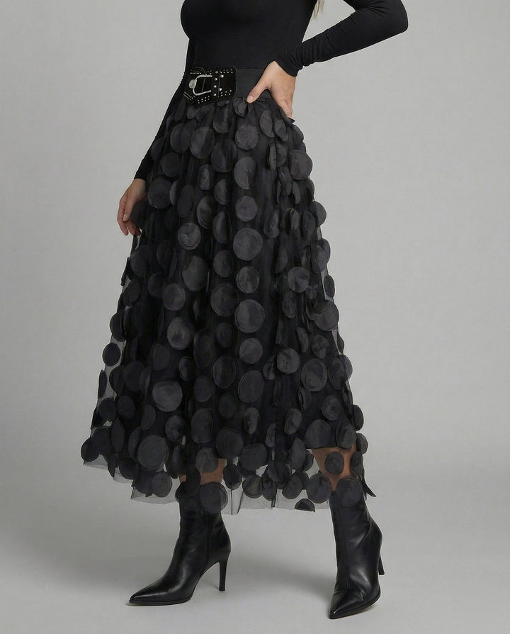 Women's Skirt Made of Tulle & Polka Dot Material with Patchwork Design & Chic Look Lune London