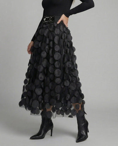 Women's Skirt Made of Tulle & Polka Dot Material with Patchwork Design & Chic Look Lune London