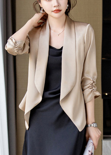 Lune London | Champagne Peter-Pan-Collier crumpled satin coats