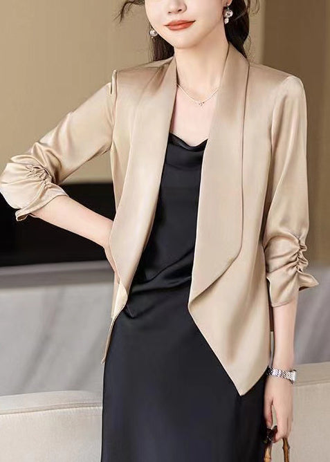 Lune London | Champagne Peter-Pan-Collier crumpled satin coats
