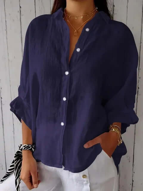 Lune London | Casual shirt with loop closure Made of cotton and linen for women