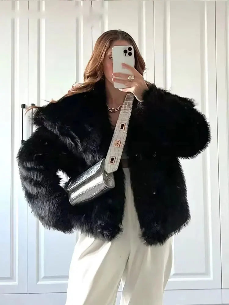 Lune London | Manteau d'hiver pour femmes - Manteau long en fausse fourrure