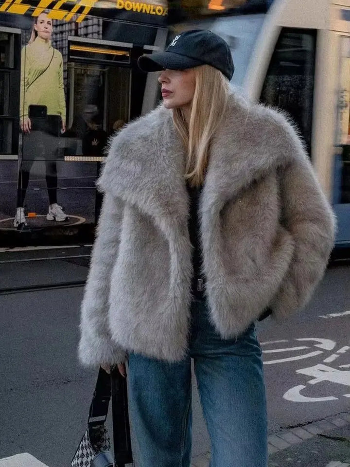 Lune London | Manteau d'hiver pour femmes - Manteau long en fausse fourrure