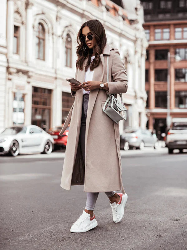 Lune London | Women's Long Wool Winter Coat with Lapel Collar