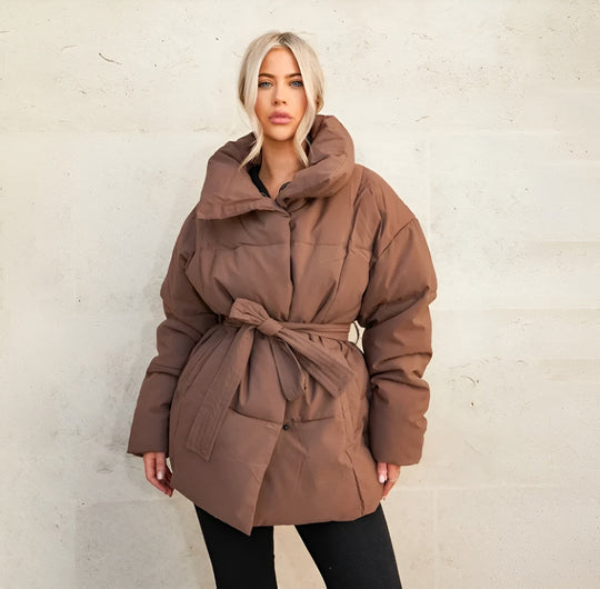 Lune London | Belted Puffer Jacket Plus Size Collar Winter Coat