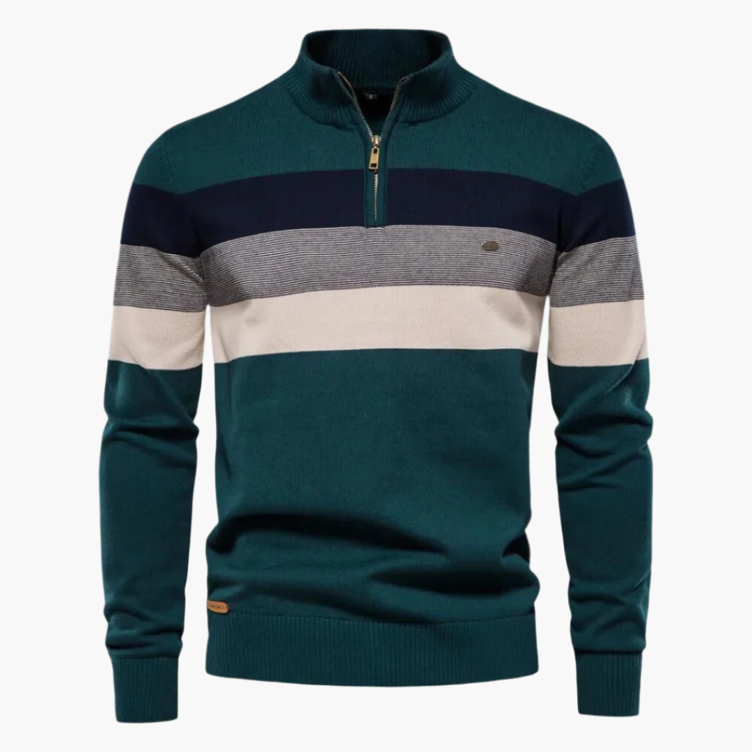 Lune London | Knitted sweater with quarter zip - Elegant fine knit for work and leisure