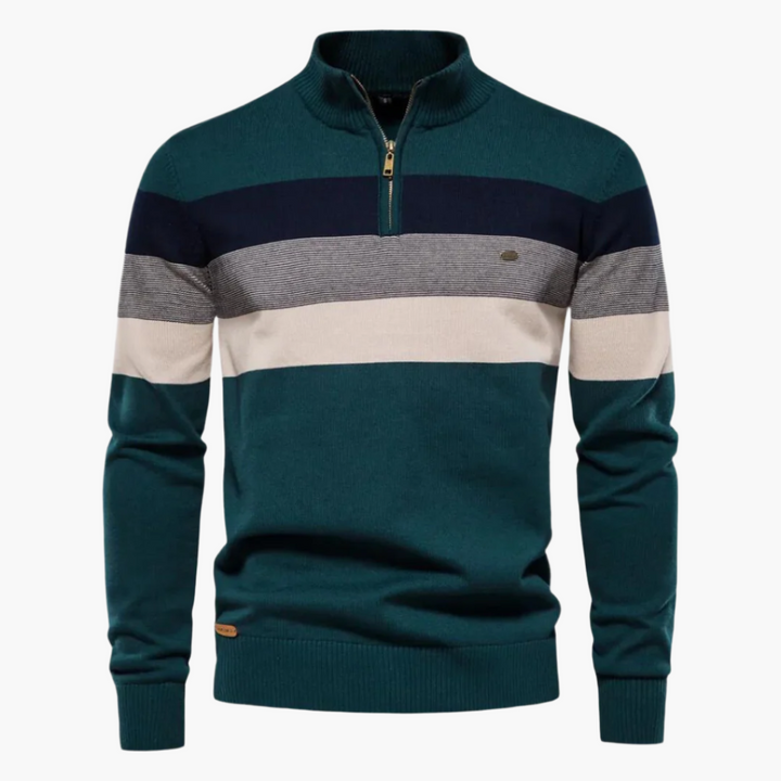 Lune London | Knitted sweater with quarter zip - Elegant fine knit for work and leisure