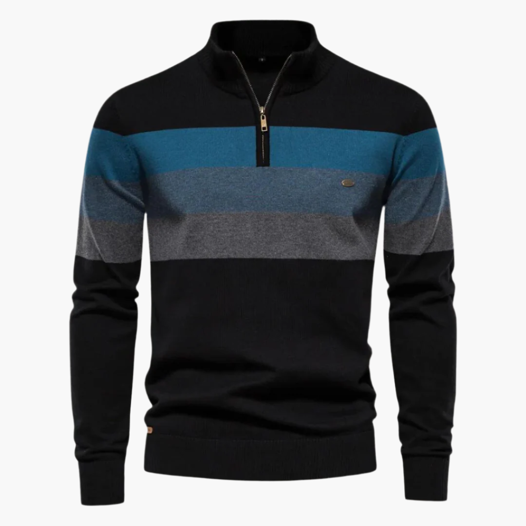 Lune London | Knitted sweater with quarter zip - Elegant fine knit for work and leisure