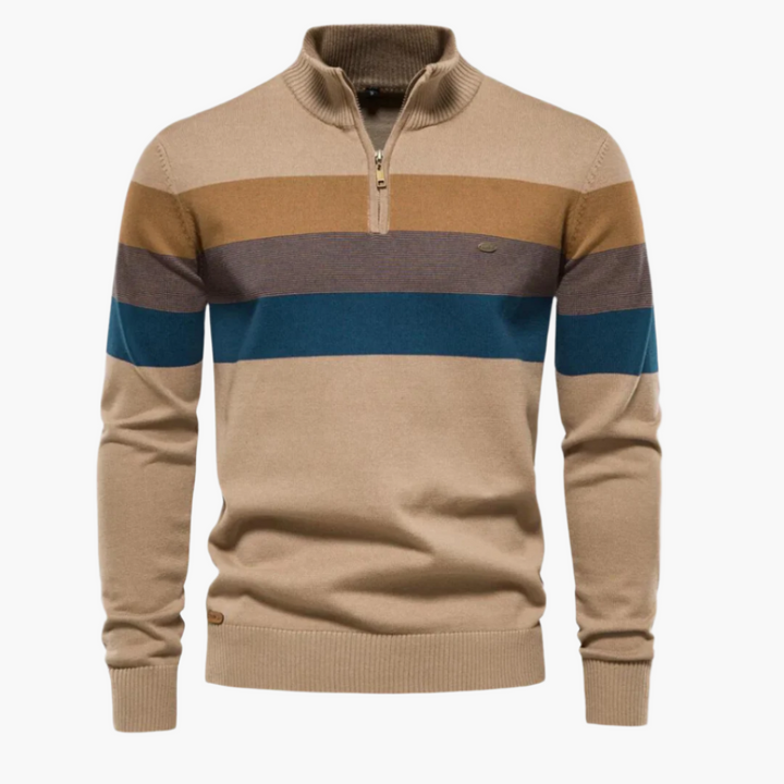 Lune London | Knitted sweater with quarter zip - Elegant fine knit for work and leisure
