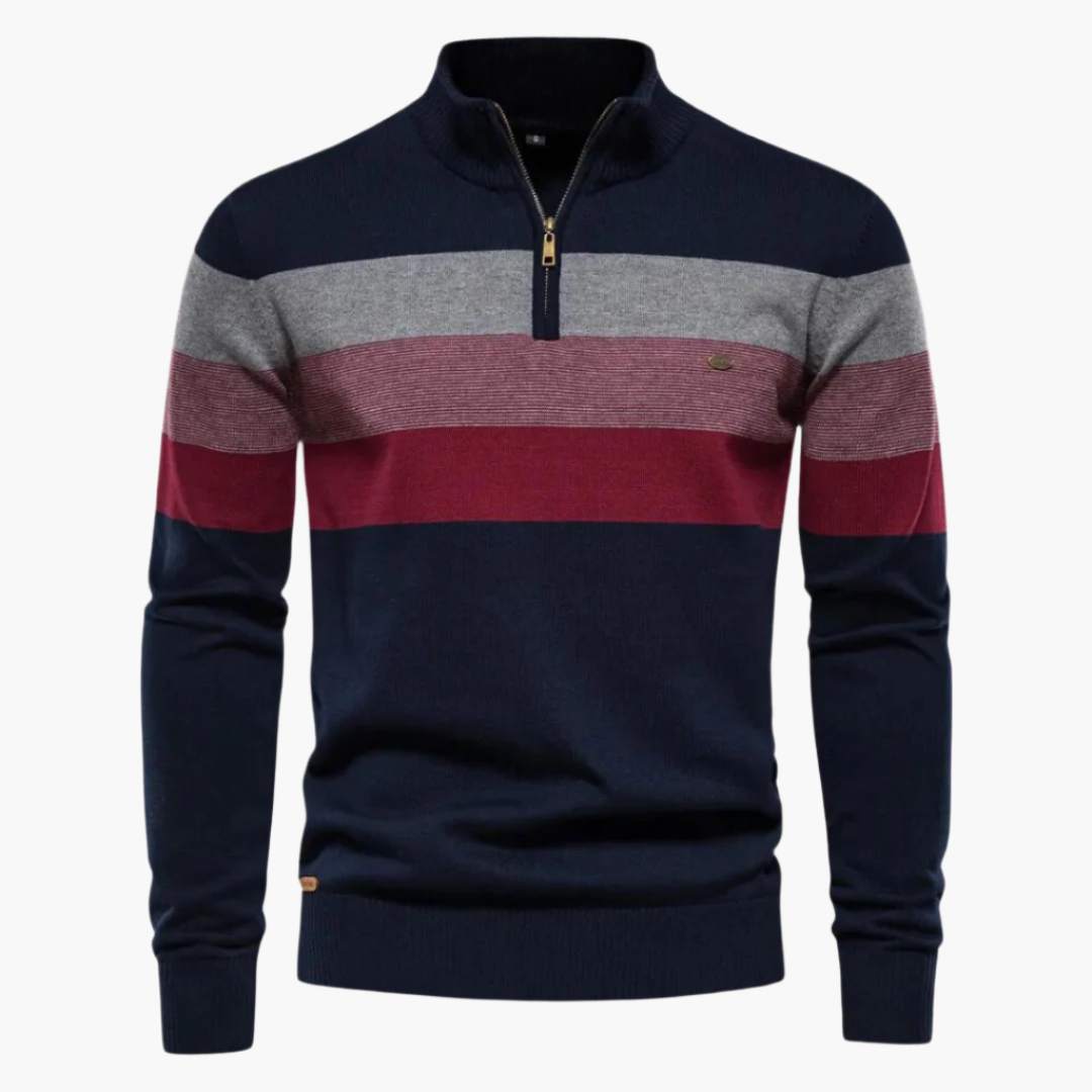 Lune London | Knitted sweater with quarter zip - Elegant fine knit for work and leisure