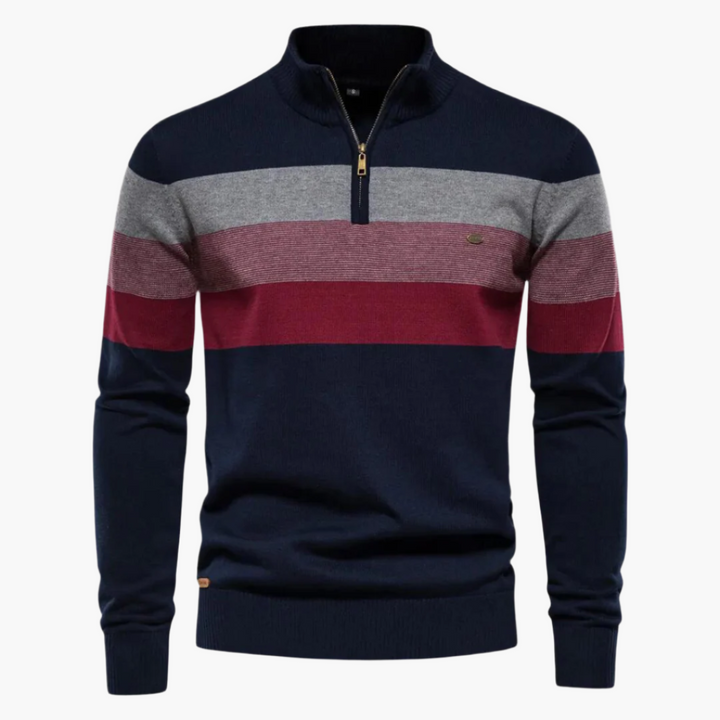 Lune London | Knitted sweater with quarter zip - Elegant fine knit for work and leisure
