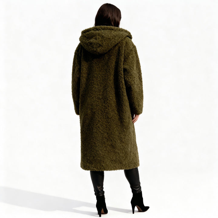Women’s Long Teddy Coat with Hood – Warm & Stylish | Lune London