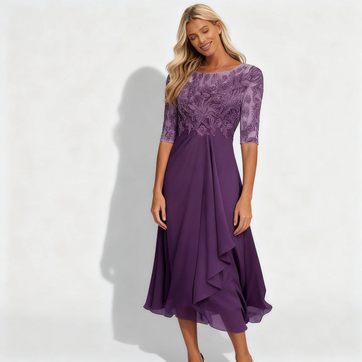 Lune London | Feminine Flowing Chiffon Midi Dress