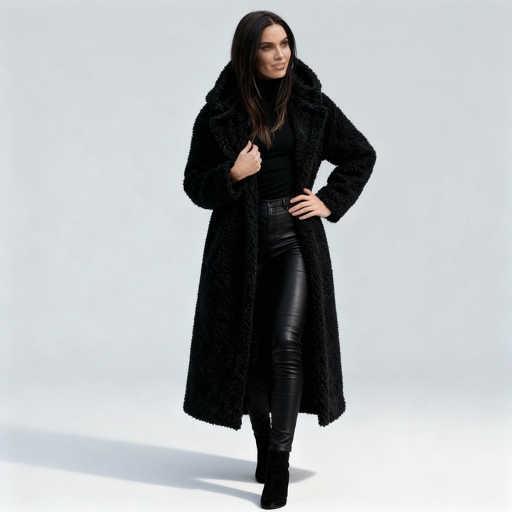 Women’s Long Teddy Coat with Hood – Warm & Stylish | Lune London