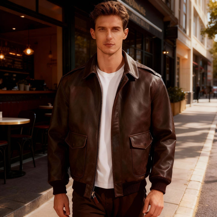 Chic Und Stil | Retro Oversized Us Air Force Fur-Look Leather Coat