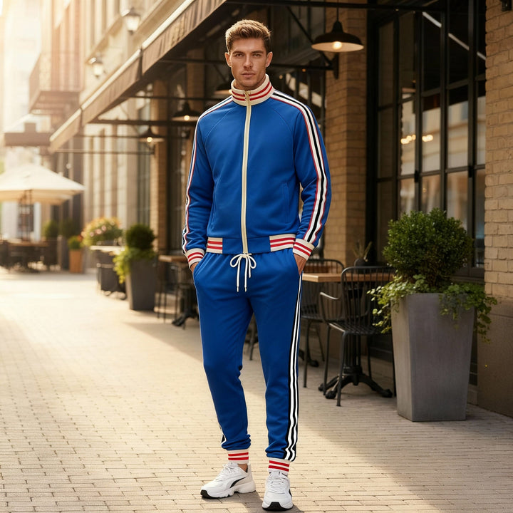 Lune London | Men's Tracksuit Set Striped Sport Pants Zipper Polyester