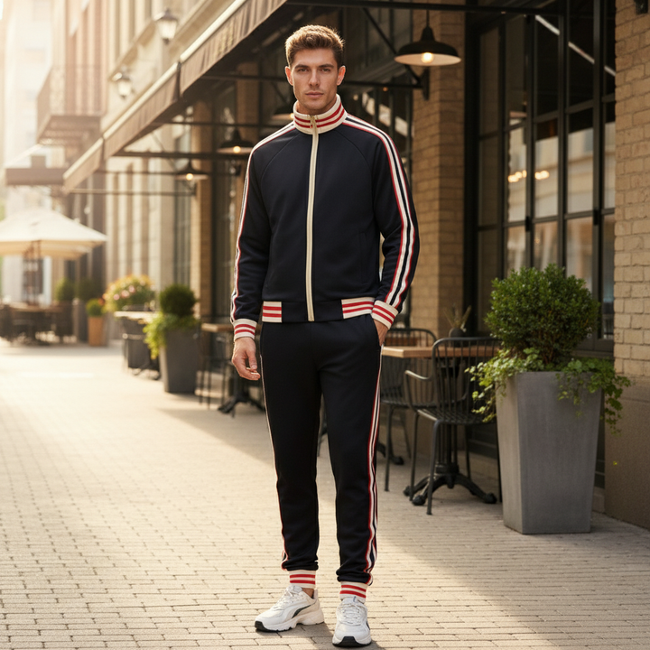 Lune London | Men's Tracksuit Set Striped Sport Pants Zipper Polyester