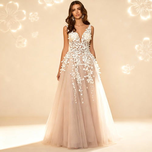 Lune London | Elegant Wedding Dress Embroidery Long Skirt