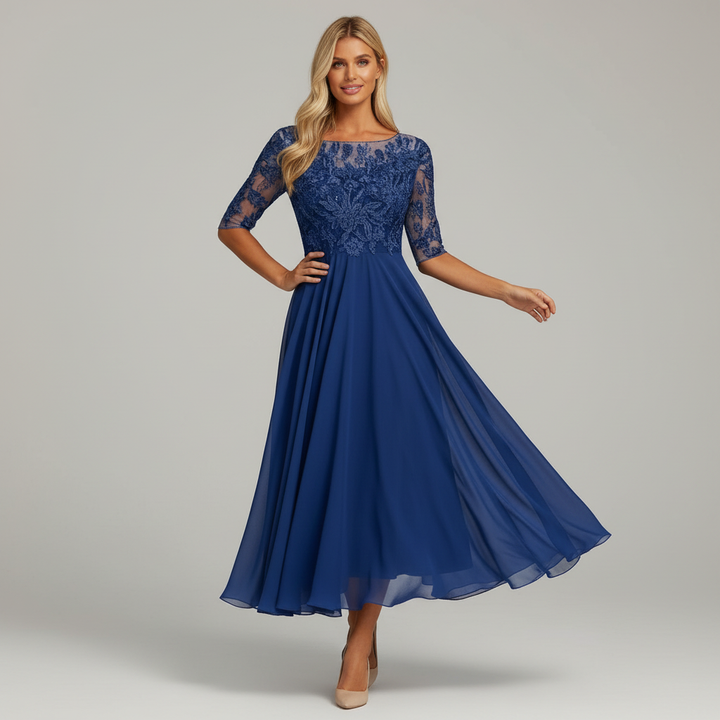 Lune London | Feminine Flowing Chiffon Midi Dress
