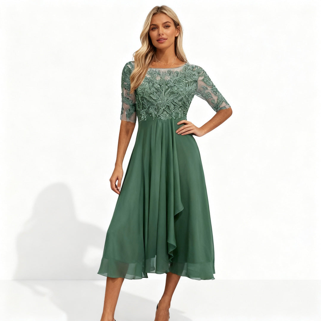 Lune London | Feminine Flowing Chiffon Midi Dress