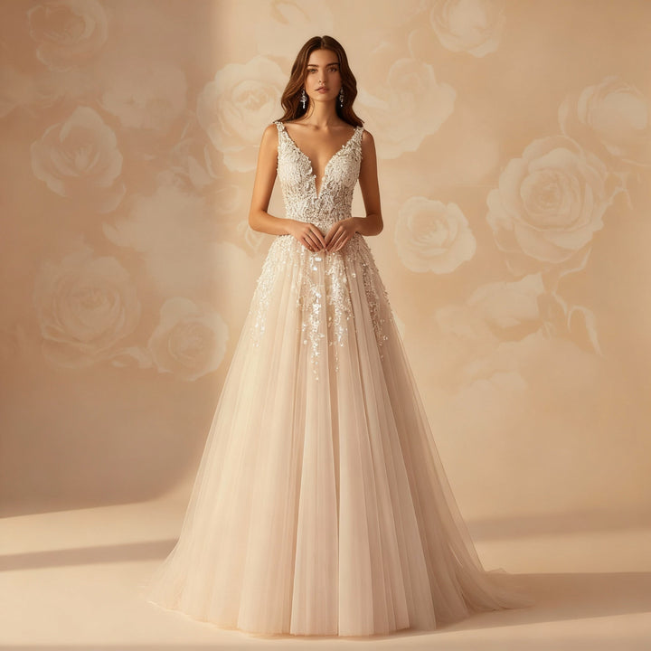 Lune London | Elegant Wedding Dress Embroidery Long Skirt