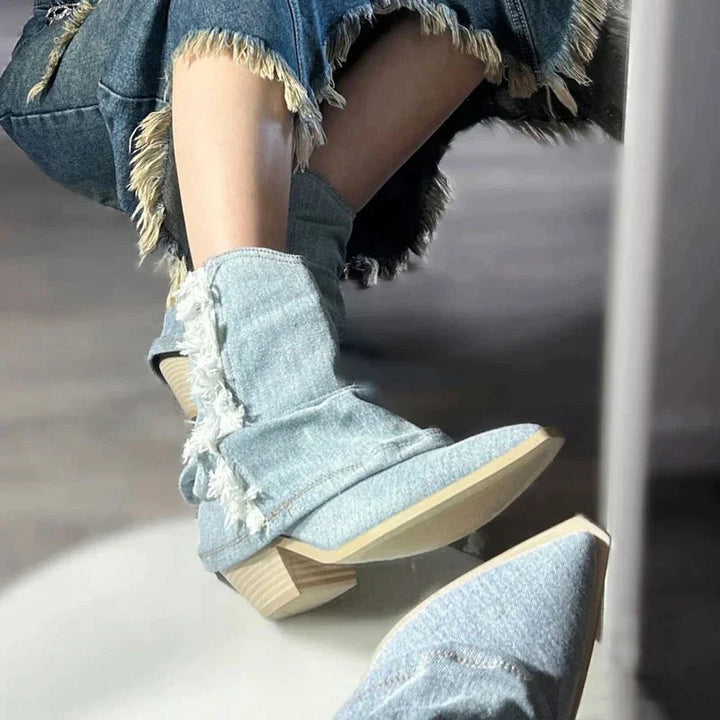 Lune London | Blue Denim Thigh High Boots