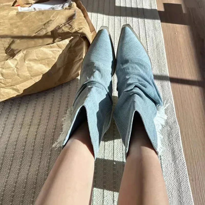Lune London | Blue Denim Thigh High Boots