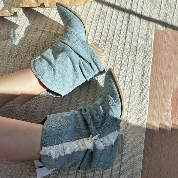 Lune London | Blue Denim Thigh High Boots