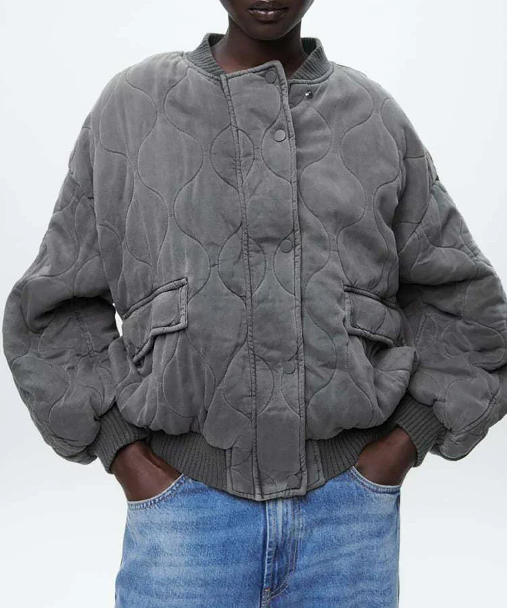 Lune London | Gray bomber jacket for women - Casual, Trendy & Comfortable