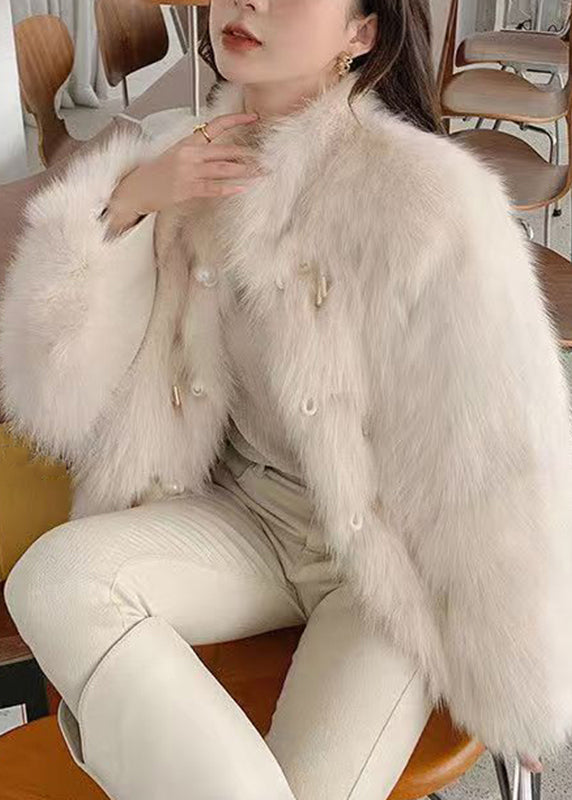 Lune London | Lilac High Collar Button Leather and Fur Coats