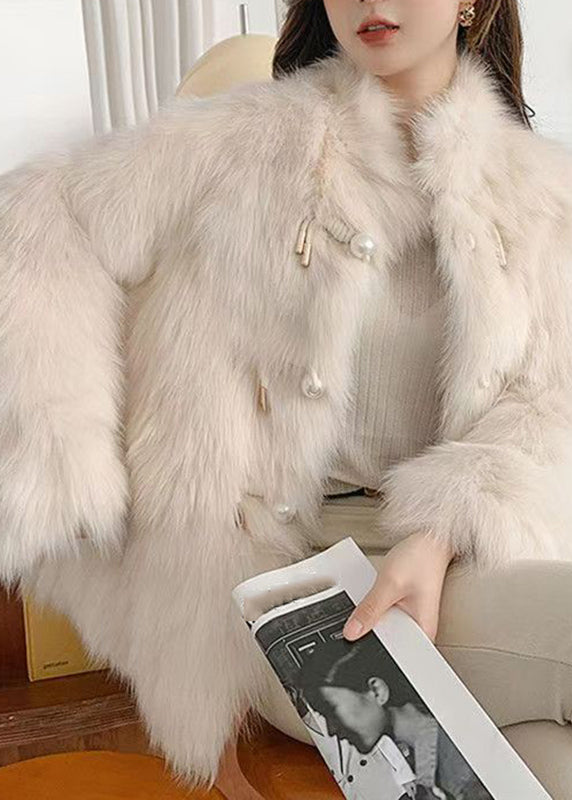 Lune London | Lilac High Collar Button Leather and Fur Coats