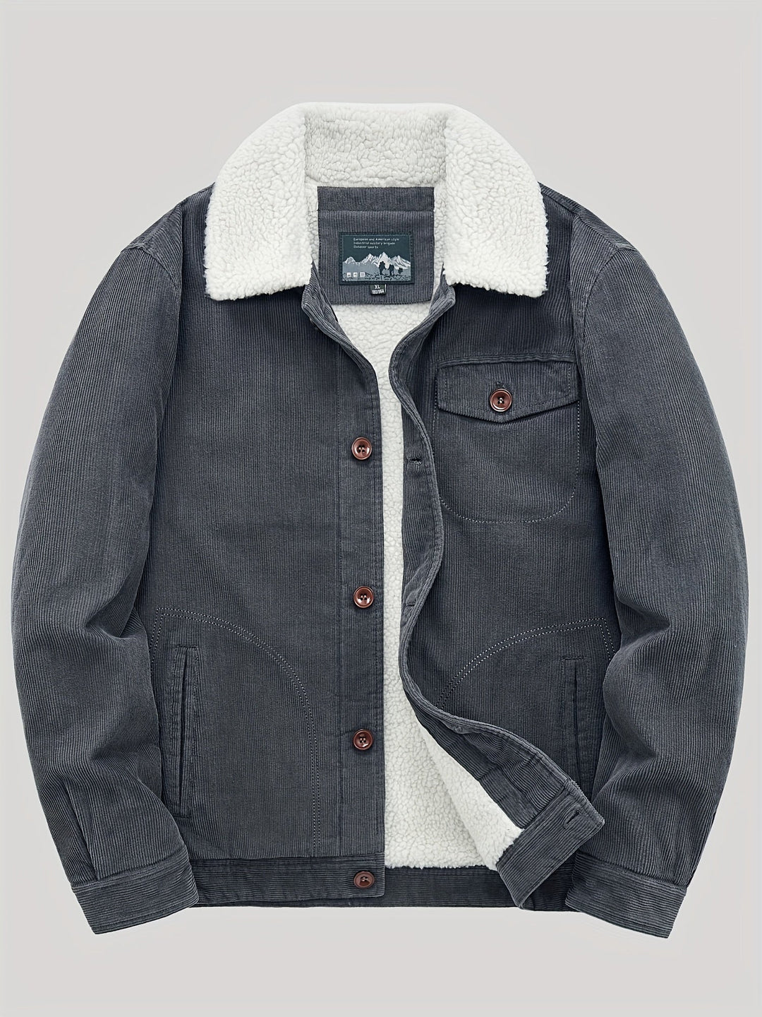 Lune London | Fleece jacket for men, snap button closure, windproof - Winter