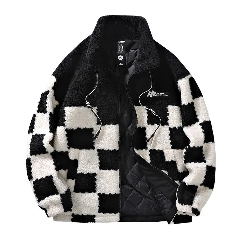 Lune London | Fleece jacket for men - checkerboard pattern - winter