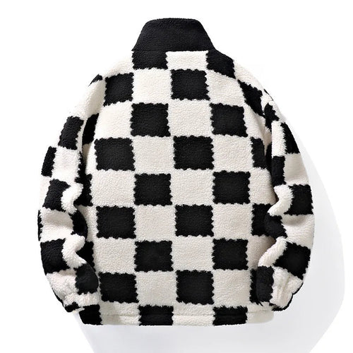 Lune London | Fleece jacket for men - checkerboard pattern - winter